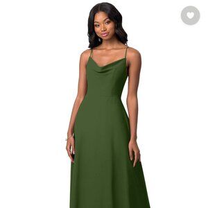 Azazie Daenerys Olive A-Line Cowl Chiffon Dress